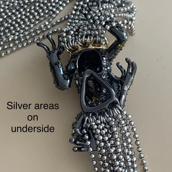 Alexis Bittar Asymmetrical Crystal Frog Draped Multi Strand Ball Chain Necklace - Picture 3 of 14